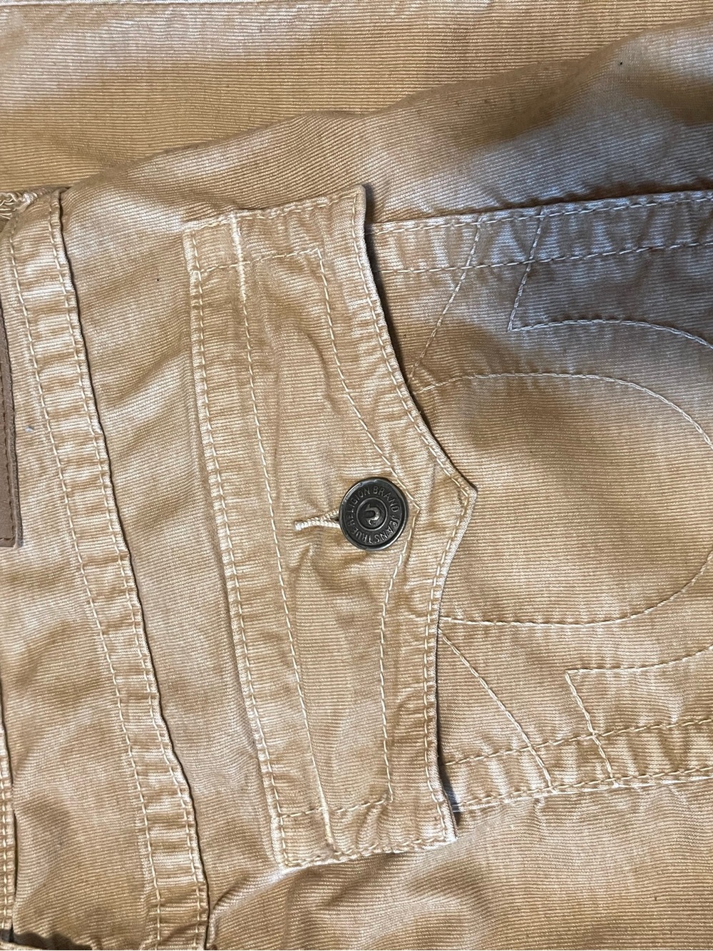 NEW TRUE RELIGION JEANS Men Ricky Big T Straight Lowrise Brown Denims 36x32 - Picture 6 of 6